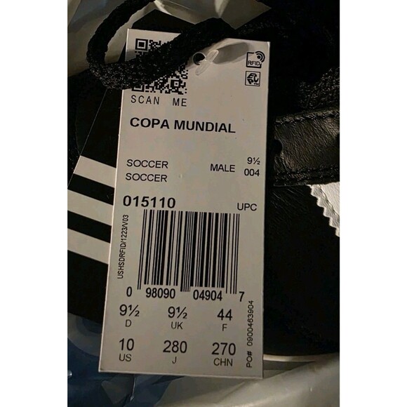Adidas Copa Mundial Leather Soccer Cleats Black Made In Germany 015110 Size 10 - Picture 10 of 10